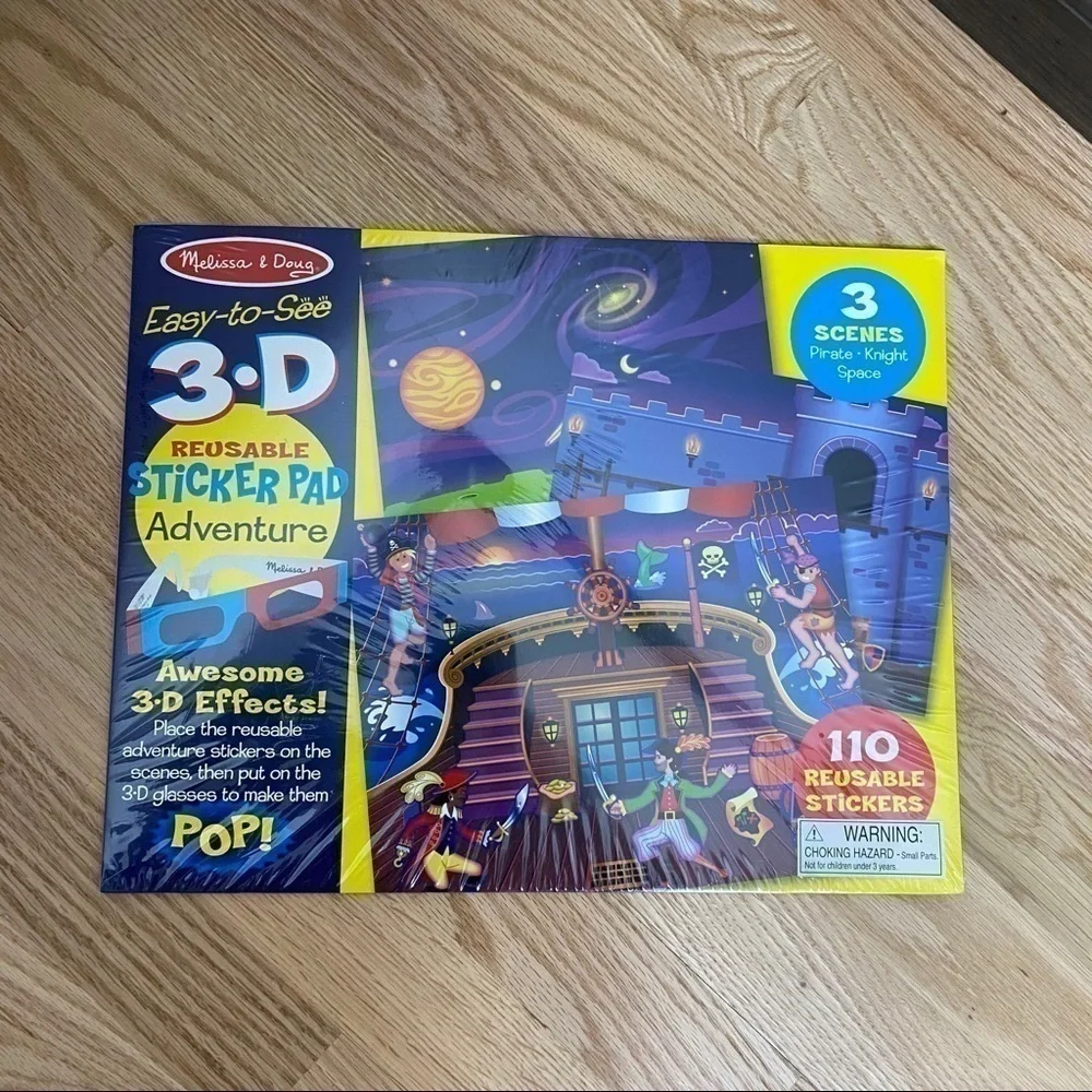 Melissa & Doug 3D Sticker Pad NIP Pirate Space Kids Activity